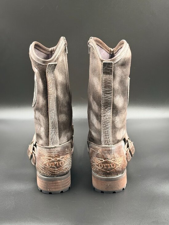 Otto Distressed Brown Grey Moto Boots main image 9